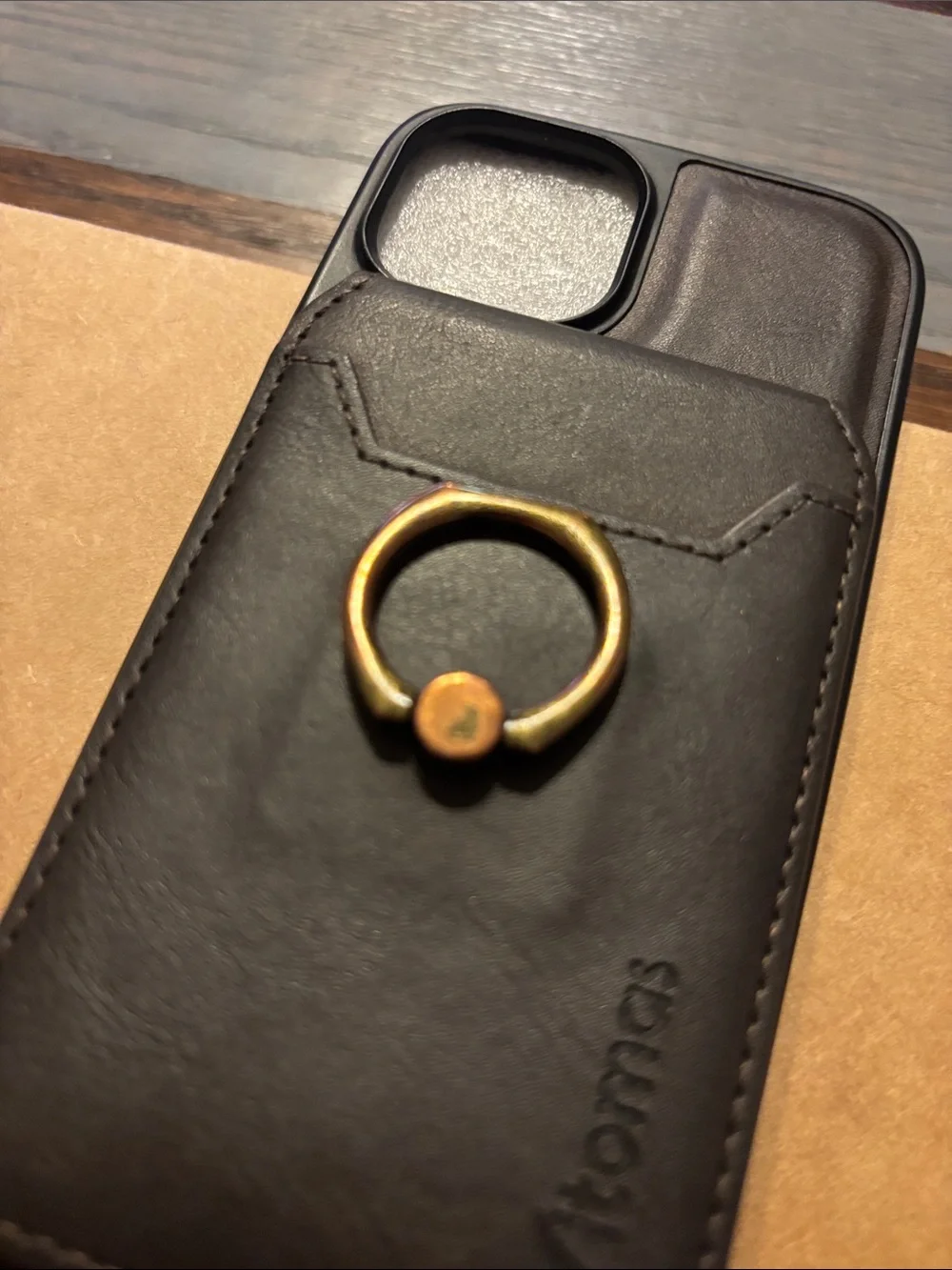 3/$20 - Vitomas Brown Leather Wallet Ring iPhone 15 Case
